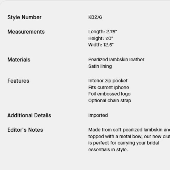 Kate Spade♠️ New York, NWOT Bridal pearlized bow leather bag - Picture 5 of 5